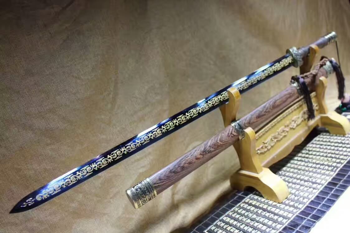 Qin sword(High carbon steel etch blade,Rosewood,Alloy)Hand forged - Chinese sword shop