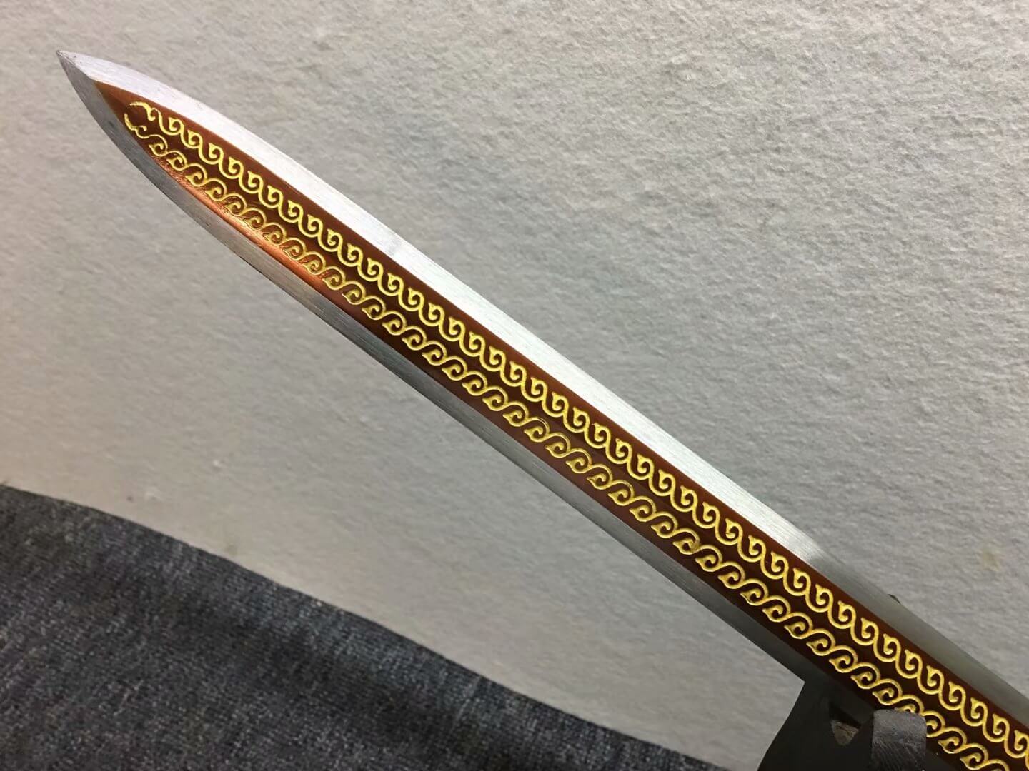 Wolong jian,High manganese steel etch blade,Black wood,Alloy - Chinese sword shop