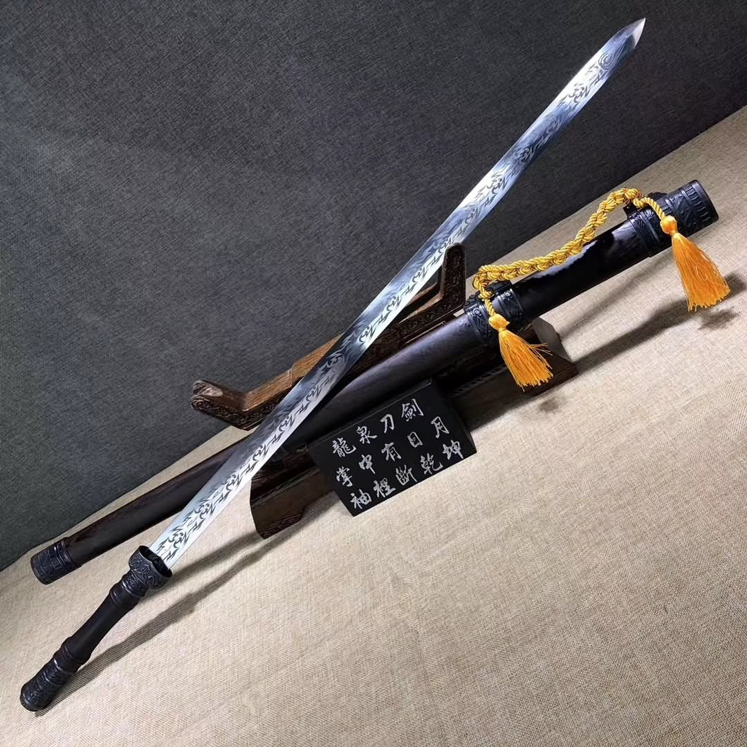 Wolong sword,Handmade Medium carbon steel etch blade - Chinese sword shop