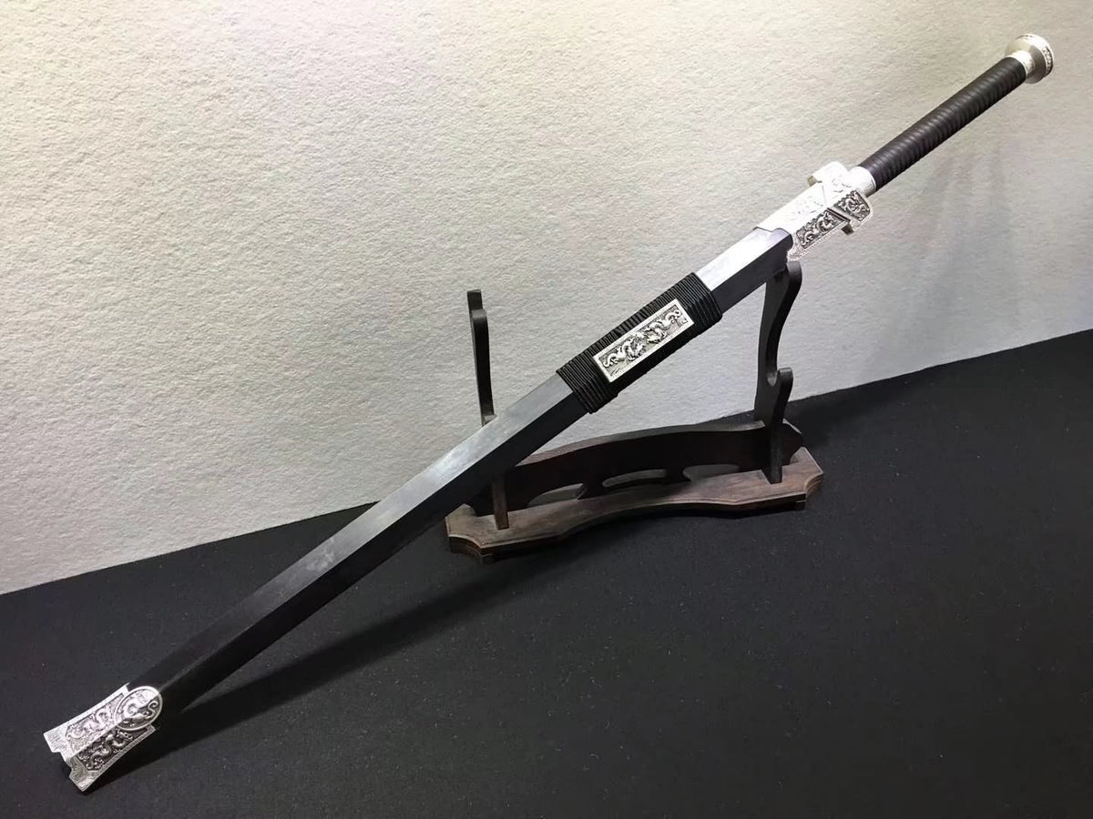 Warring states sword,High carbon steel blade,Black scabbard,Alloy fittings - Chinese sword shop