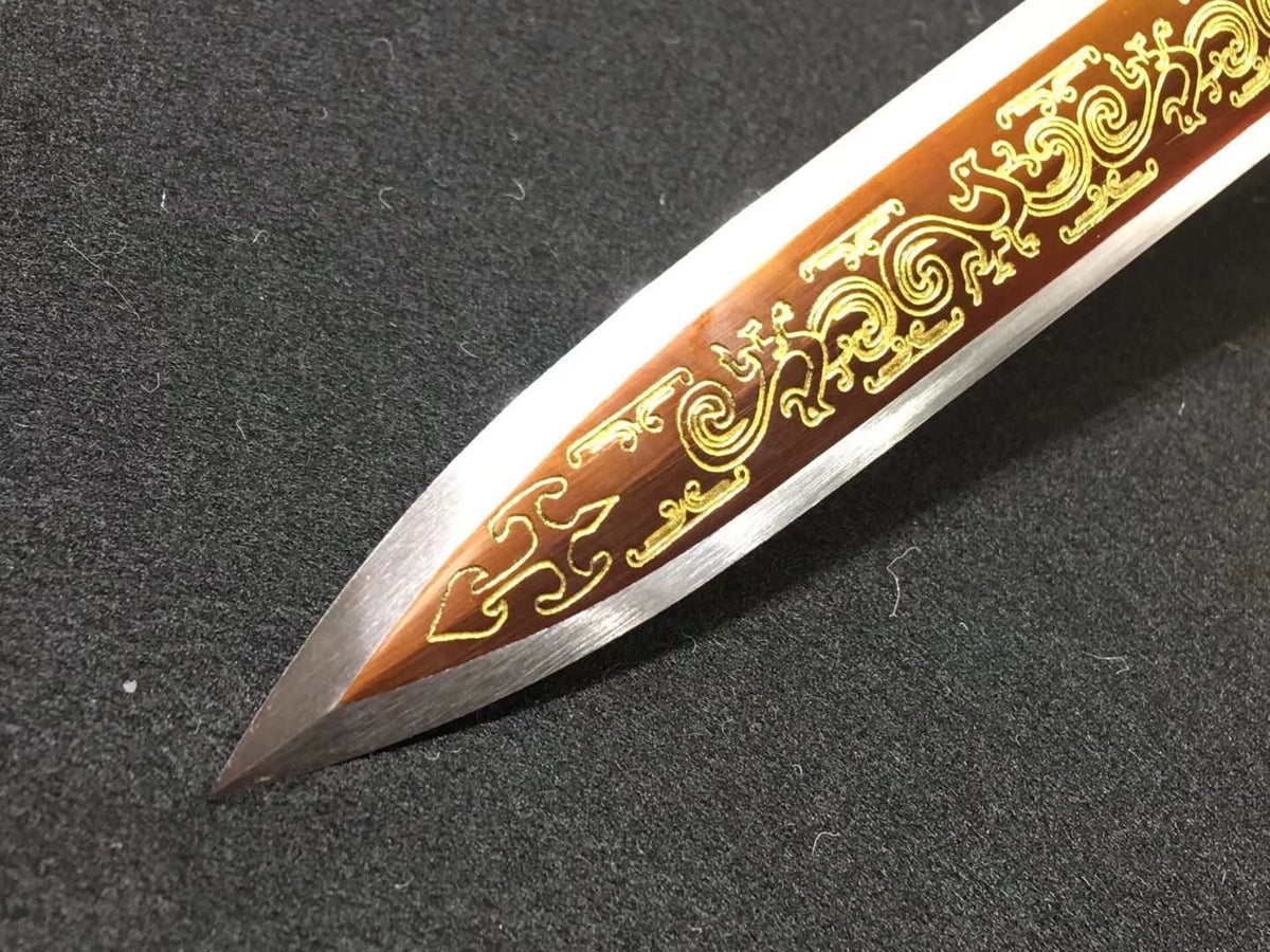 Warring states sword,High carbon steel blade,Black scabbard,Alloy fittings - Chinese sword shop