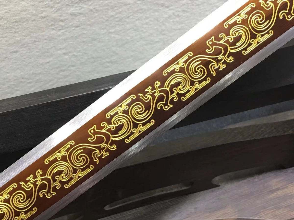 Warring states sword,High carbon steel blade,Black scabbard,Alloy fittings - Chinese sword shop