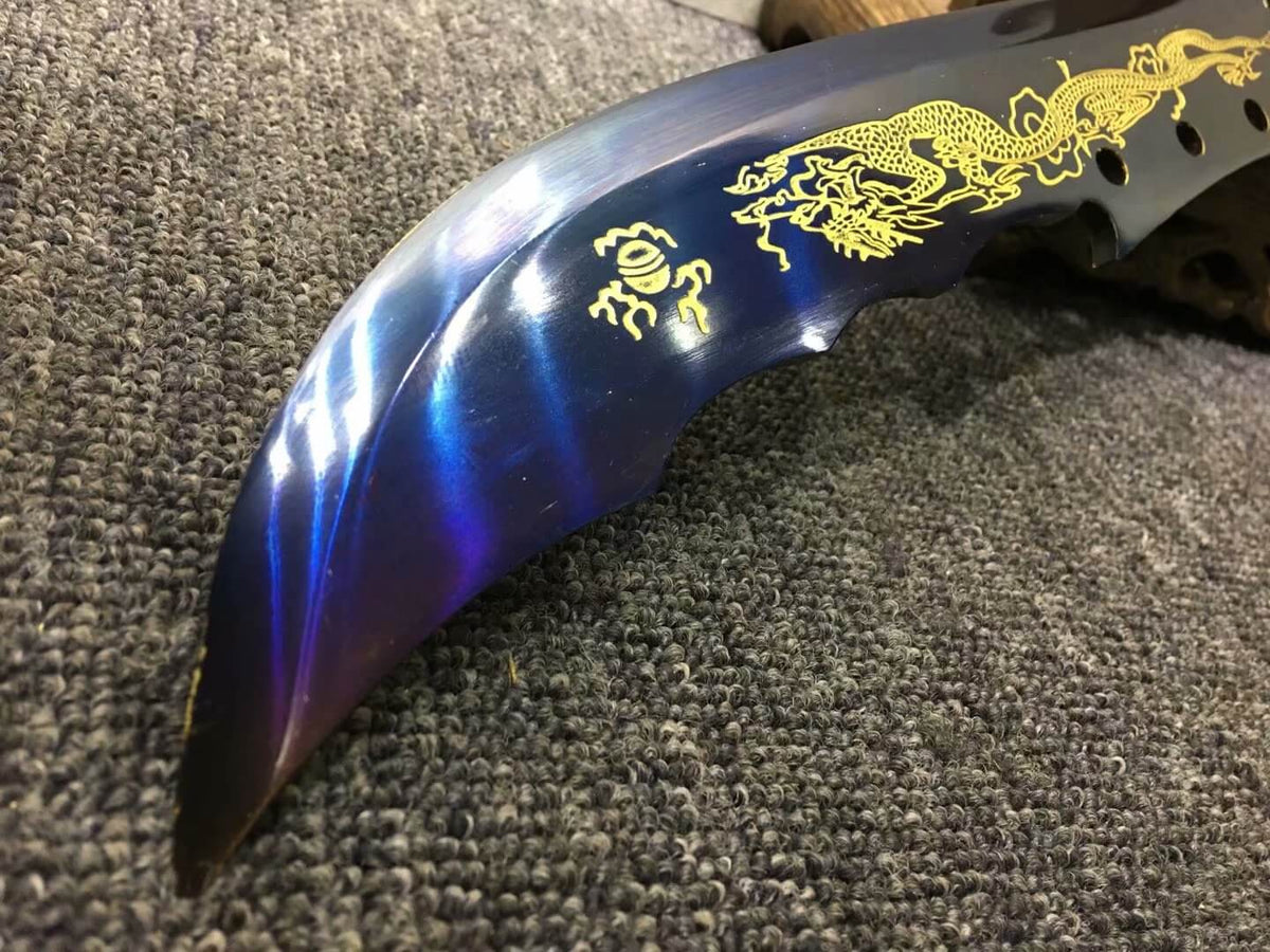 Single hand GuanDao,High carbon steel blade,Leather scabbard - Chinese sword shop