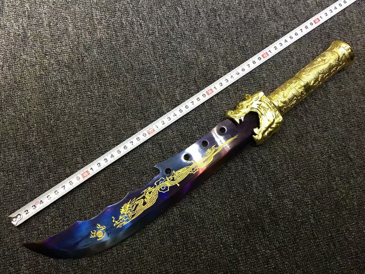 Single hand GuanDao,High carbon steel blade,Leather scabbard - Chinese sword shop