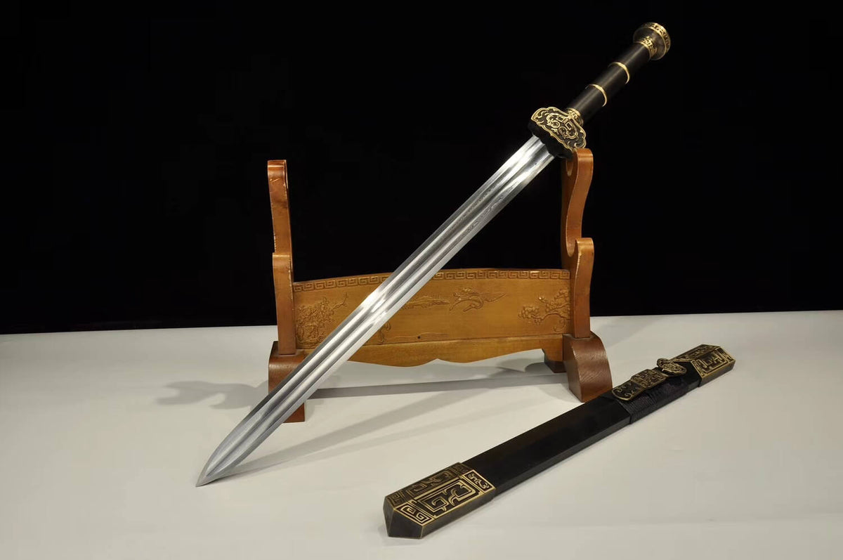 Ruyi sword(Damascus steel blade,Brass,Ebony)Hand Forged - Chinese sword shop