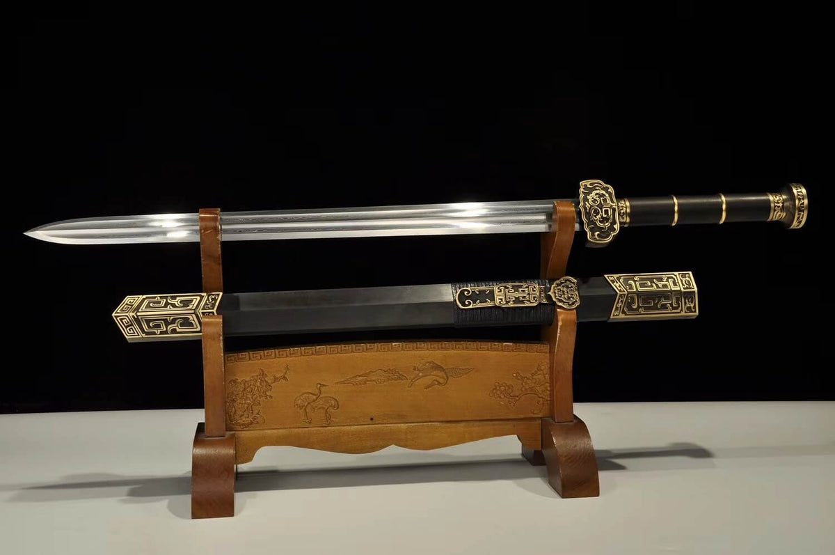 Ruyi sword(Damascus steel blade,Brass,Ebony)Hand Forged - Chinese sword shop