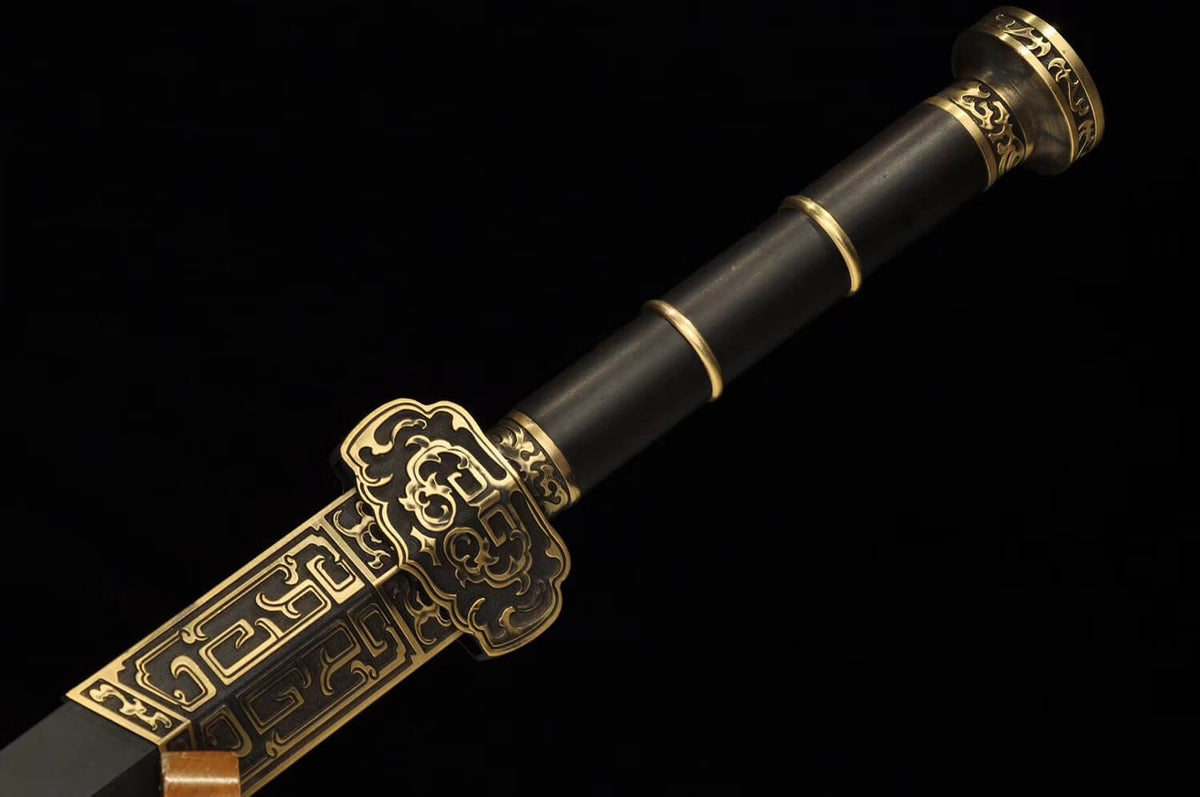 Ruyi sword(Damascus steel blade,Brass,Ebony)Hand Forged - Chinese sword shop