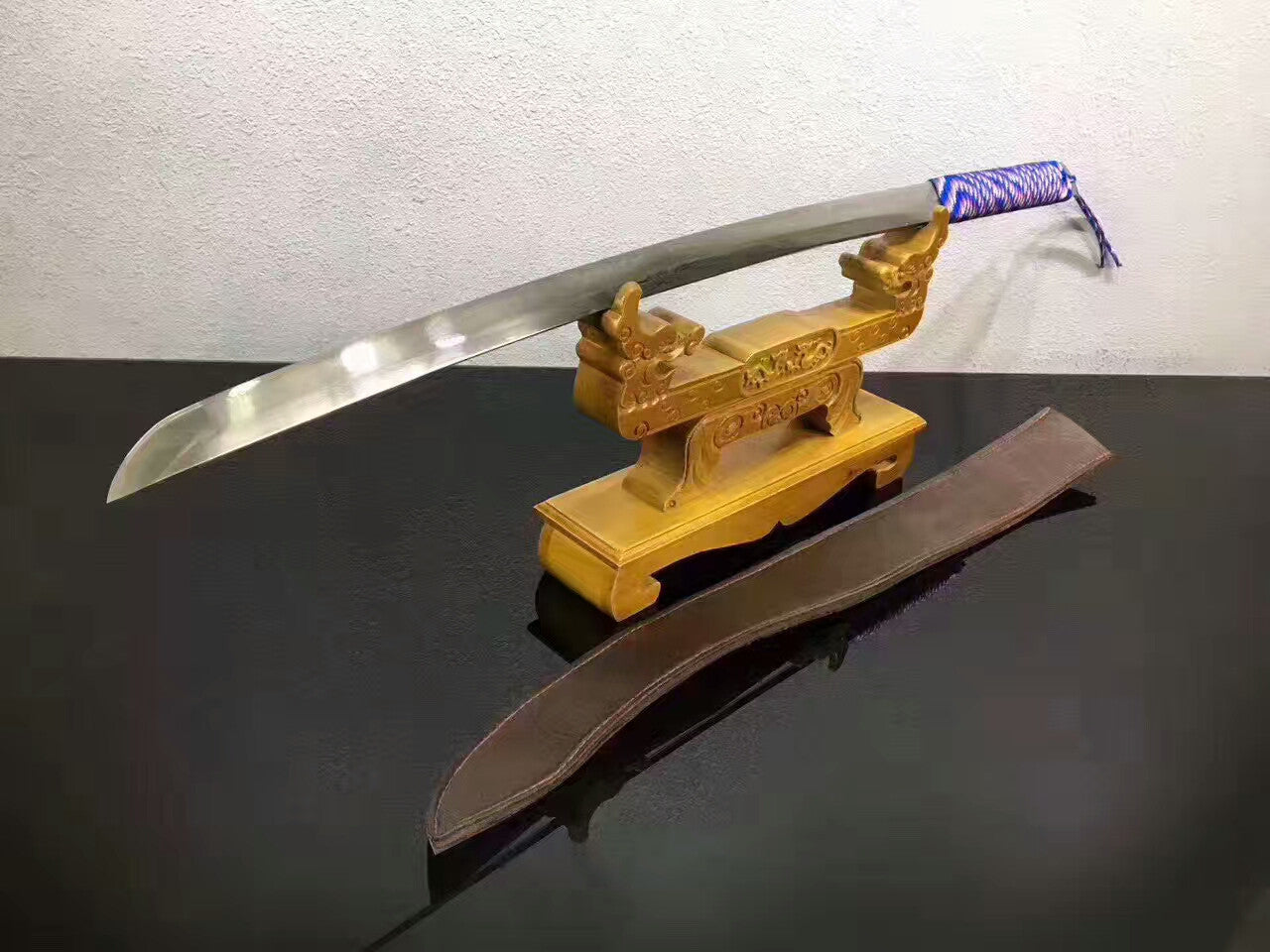 Integrated sword(Damascus steel,PU scabbard)Full tang,Length 30" - Chinese sword shop