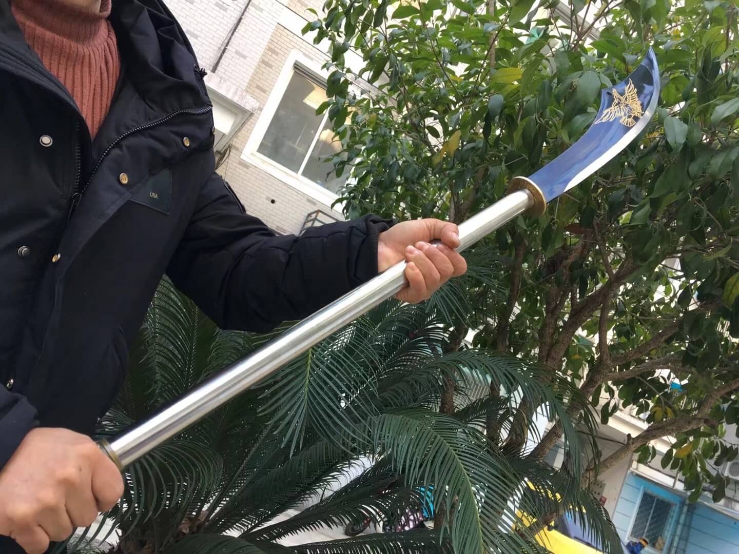 Guandao,High carbon steel,Leatherscabbard,Length 44" - Chinese sword shop