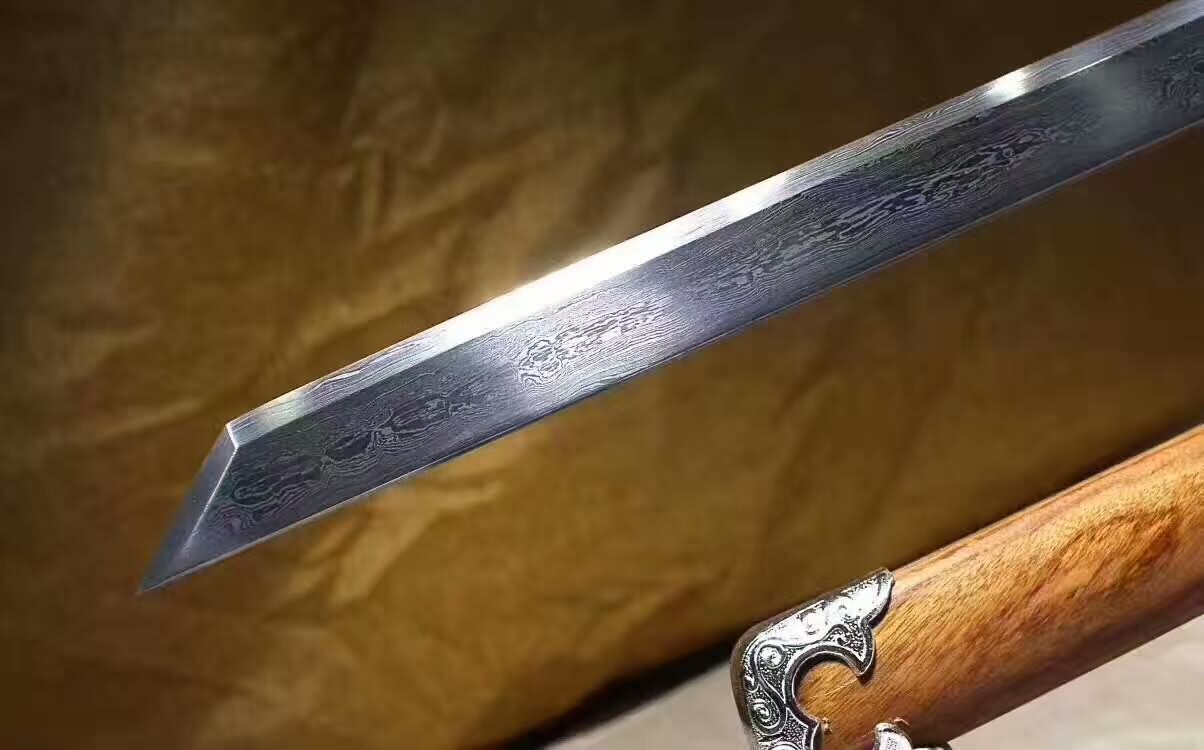 Tang dao,sword(Folding pattern steel,Rosewood scabbard,Alloy)Full tang - Chinese sword shop