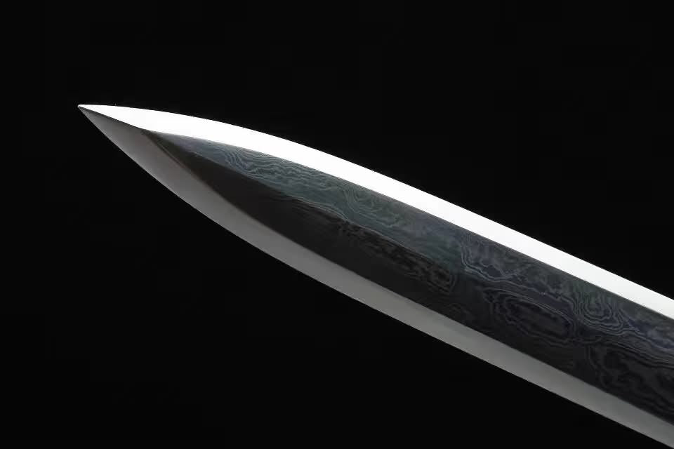 Yongle sword,Damascus steel blade,Blue skin scabbard,Brass - Chinese sword shop