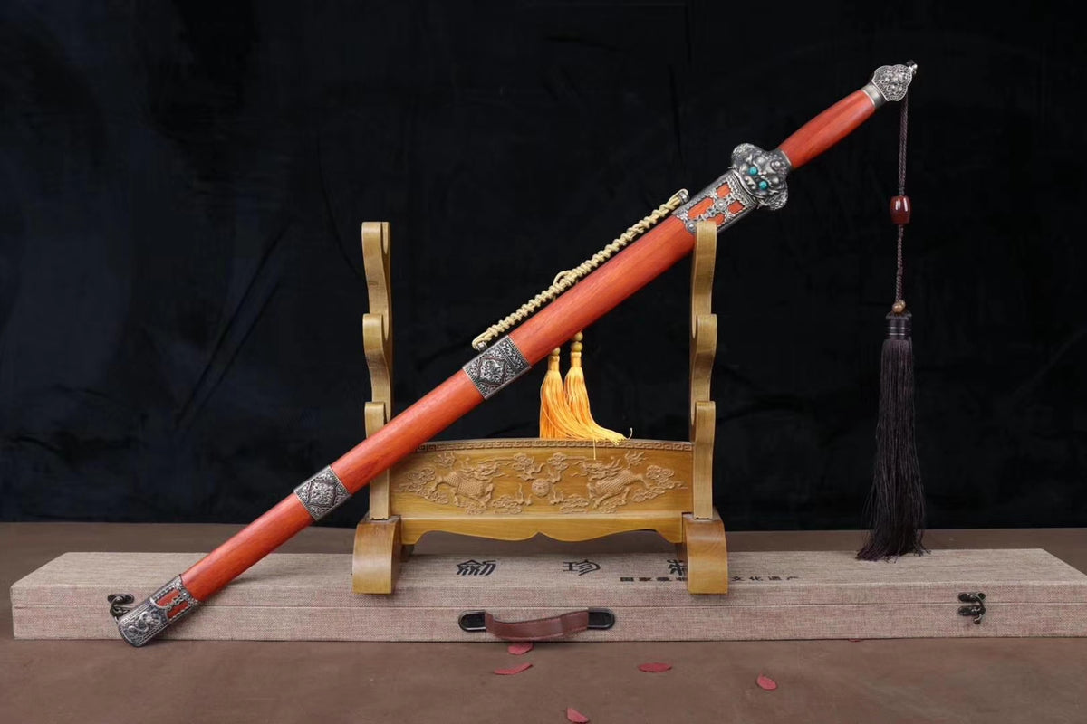 Yongle sword,Handmade High carbon steel blade,Redwood,Brass fittings - Chinese sword shop