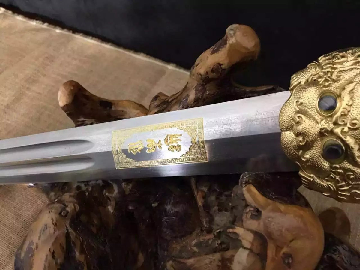 Yongle sword,Folded steel,Skin scabbard,Copper fitting,Length 38" - Chinese sword shop