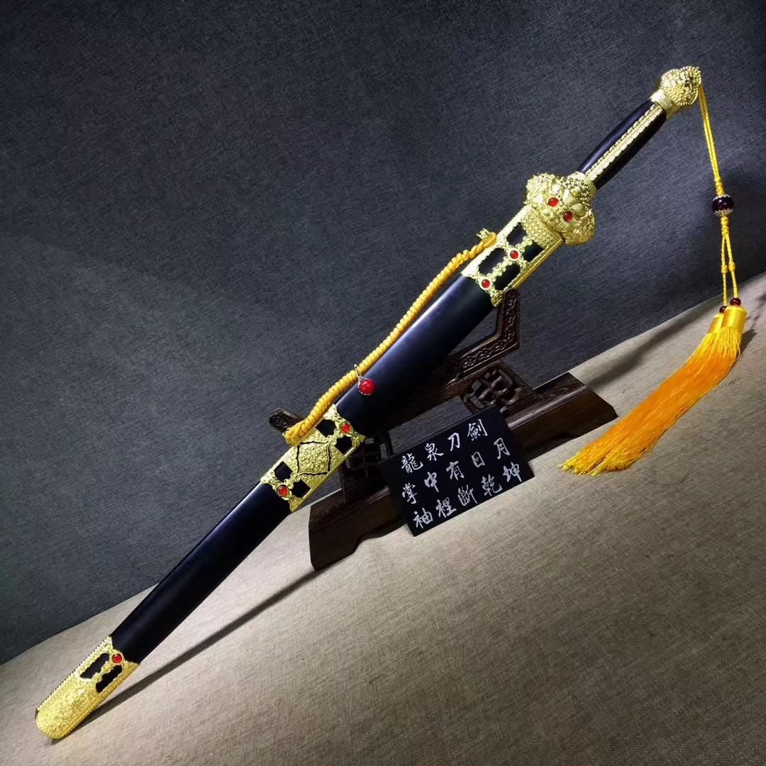 Yongle jian sword,High carbon steel blade,Black wood,Alloy - Chinese sword shop