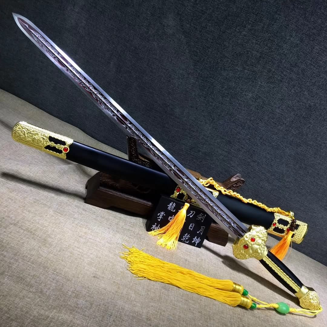 Yongle jian,High carbon steel etch blade,Black wood,Alloy - Chinese sword shop
