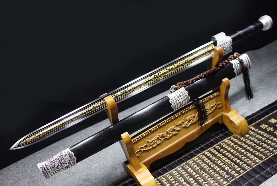 Yuewang sword,High carbon steel blade,Black scabbard,Alloy fitting - Chinese sword shop