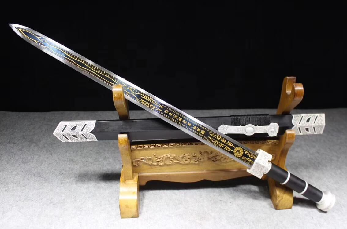 Ruyi sword,High manganese steel etch blade,Black scabbard,Alloy fitting - Chinese sword shop