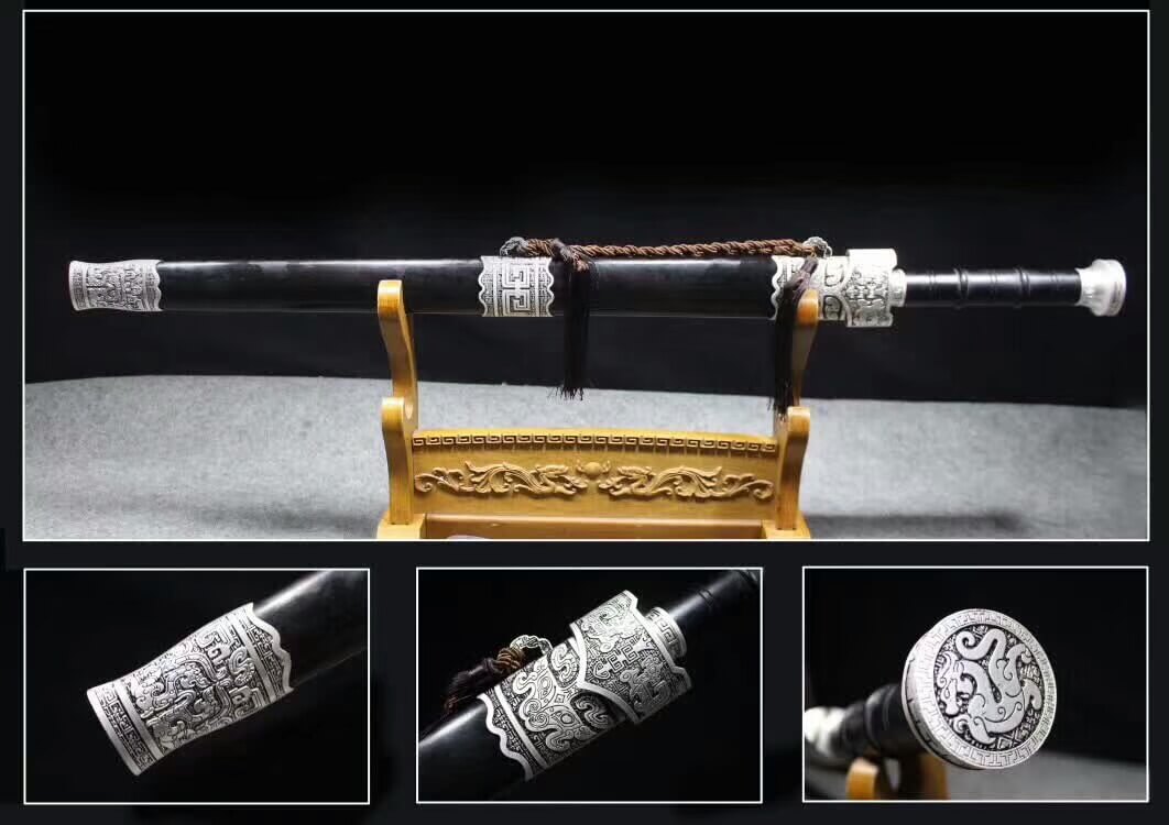 Yuewang sword,High carbon steel blade,Black scabbard,Alloy fitting - Chinese sword shop