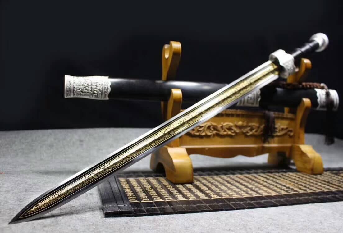 Yuewang sword,High carbon steel blade,Black scabbard,Alloy fitting - Chinese sword shop