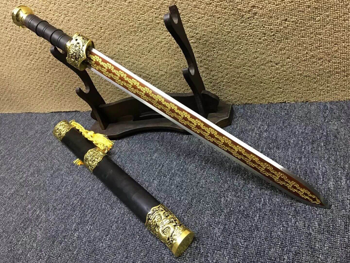 Yuewang jian,High manganese steel blade,Black wood scabbard,Alloy fittings - Chinese sword shop