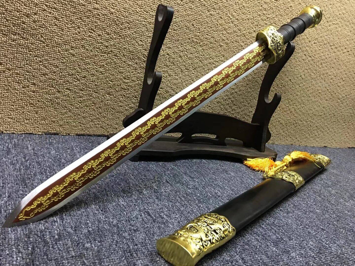 Yuewang jian,High manganese steel blade,Black wood scabbard,Alloy fittings - Chinese sword shop