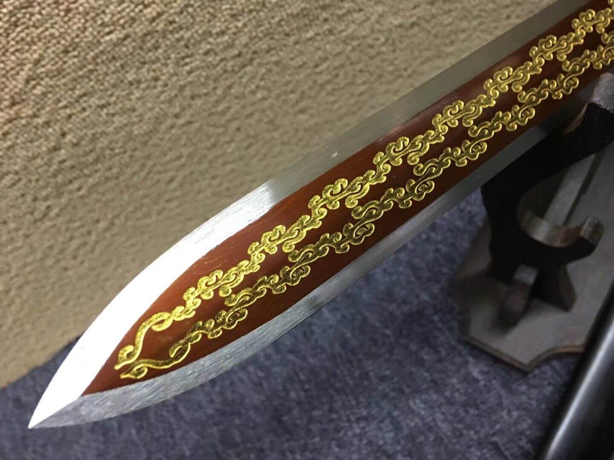 Yuewang jian,High manganese steel blade,Black wood scabbard,Alloy fittings - Chinese sword shop