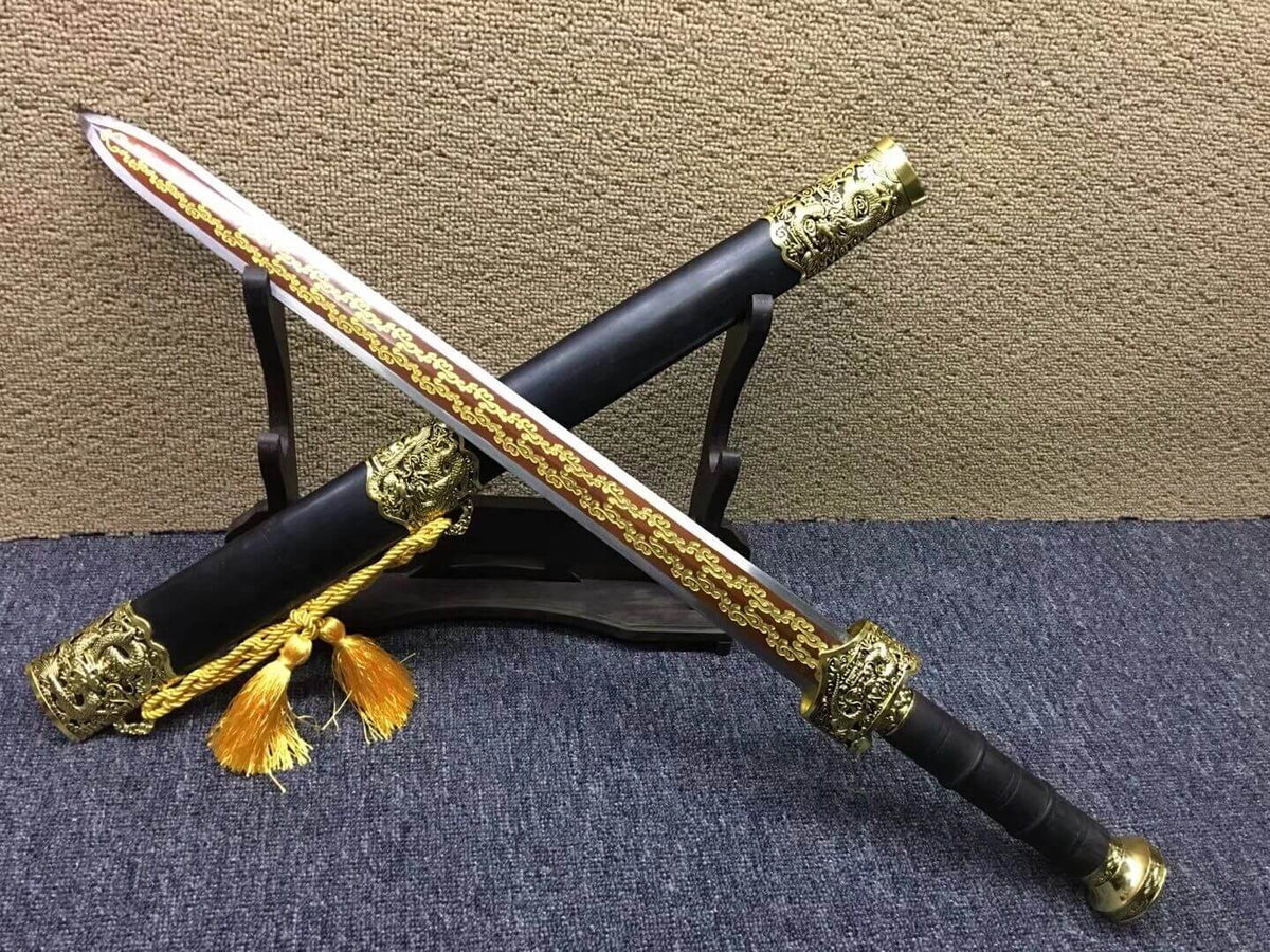 Yuewang jian,High manganese steel blade,Black wood scabbard,Alloy fittings - Chinese sword shop