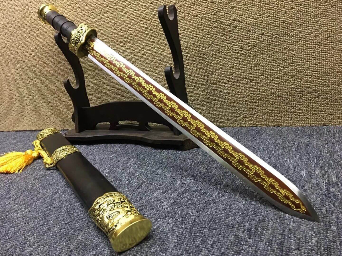 Yuewang jian,High manganese steel blade,Black wood scabbard,Alloy fittings - Chinese sword shop