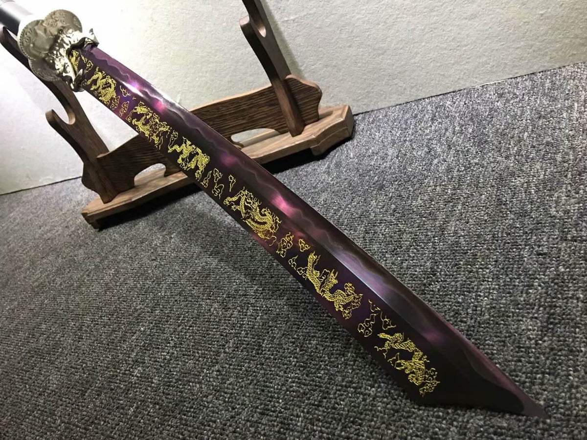 Broadsword,High carbon steel etch blade,Alloy,Leather scabbard - Chinese sword shop