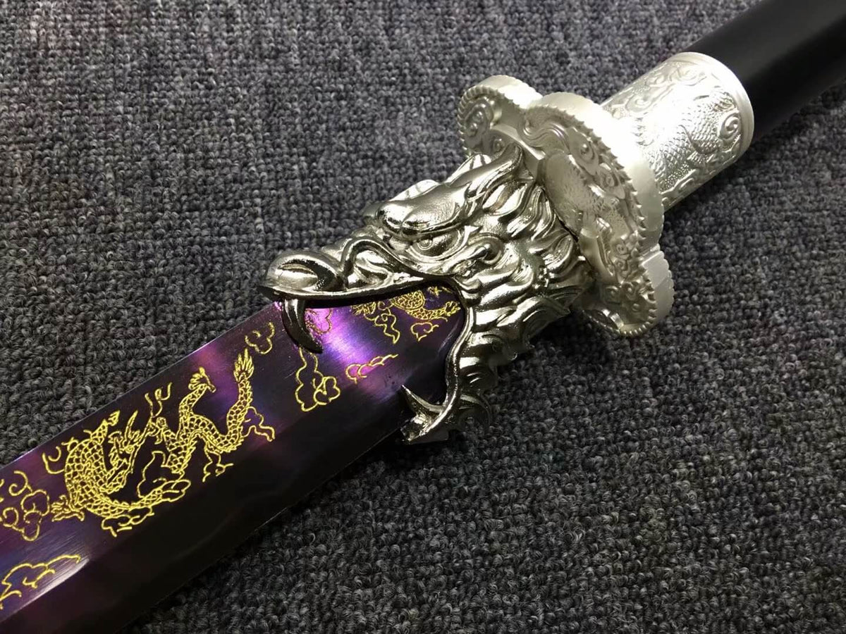 Broadsword,High carbon steel etch blade,Alloy,Leather scabbard - Chinese sword shop