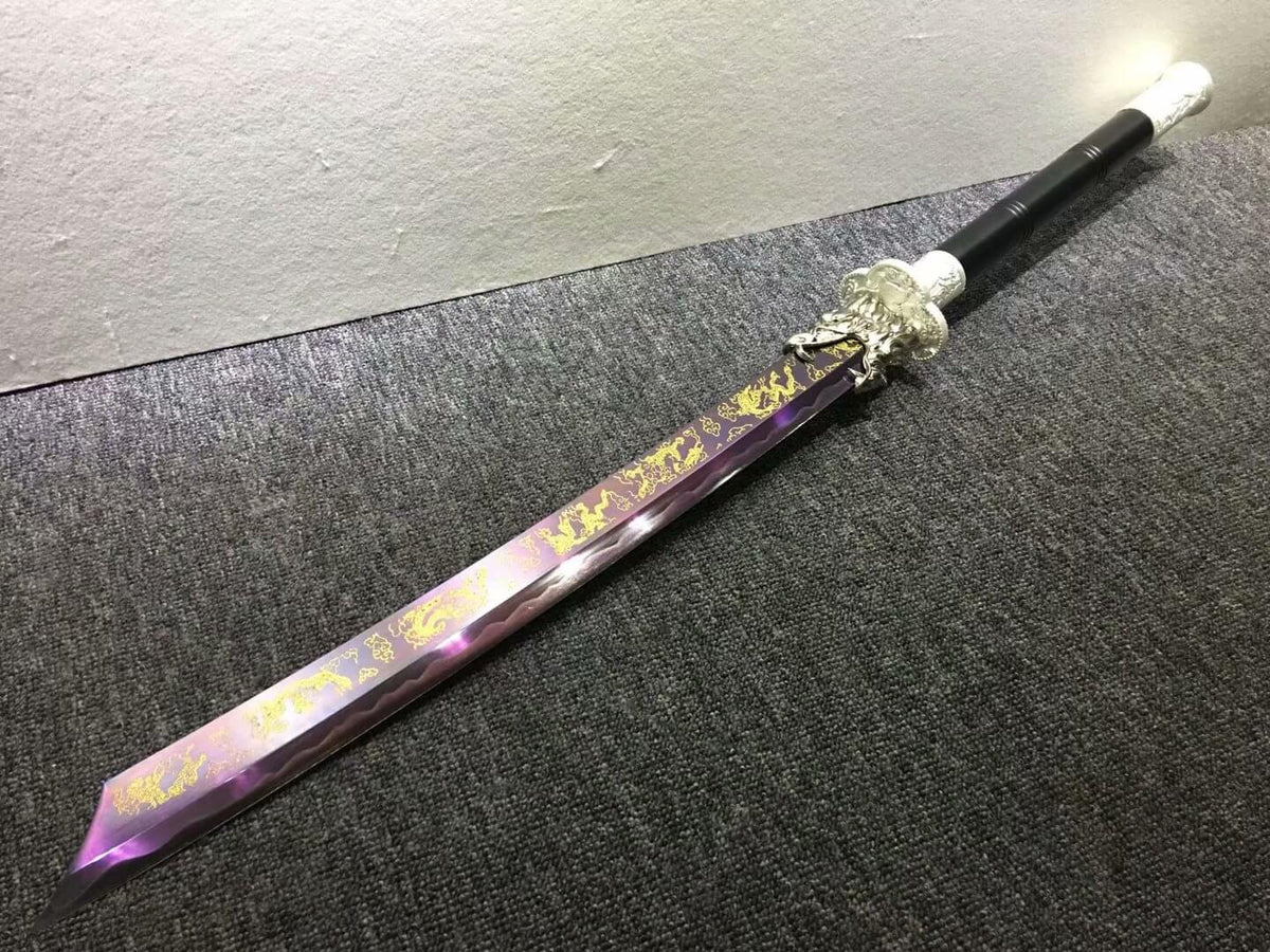 Broadsword,High carbon steel etch blade,Alloy,Leather scabbard - Chinese sword shop