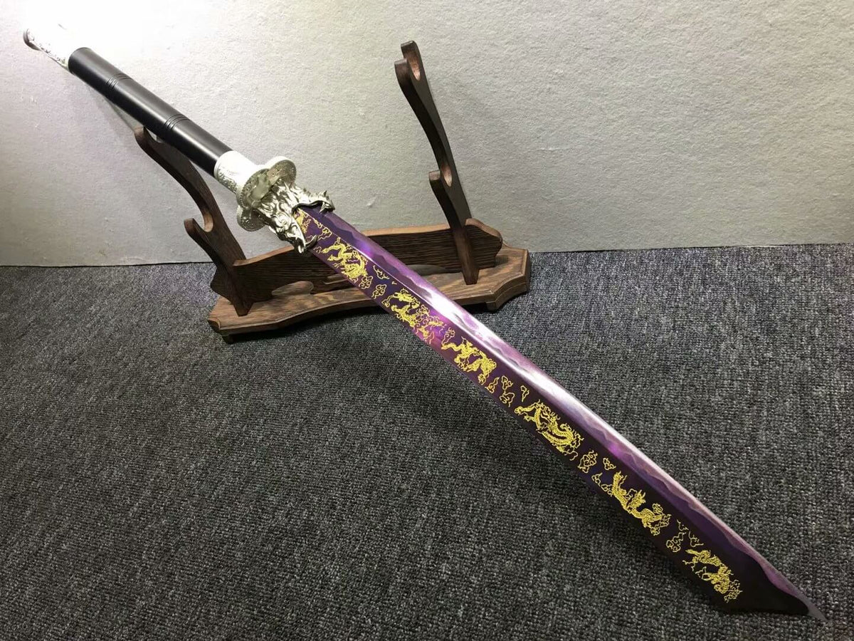 Broadsword,High carbon steel etch blade,Alloy,Leather scabbard - Chinese sword shop