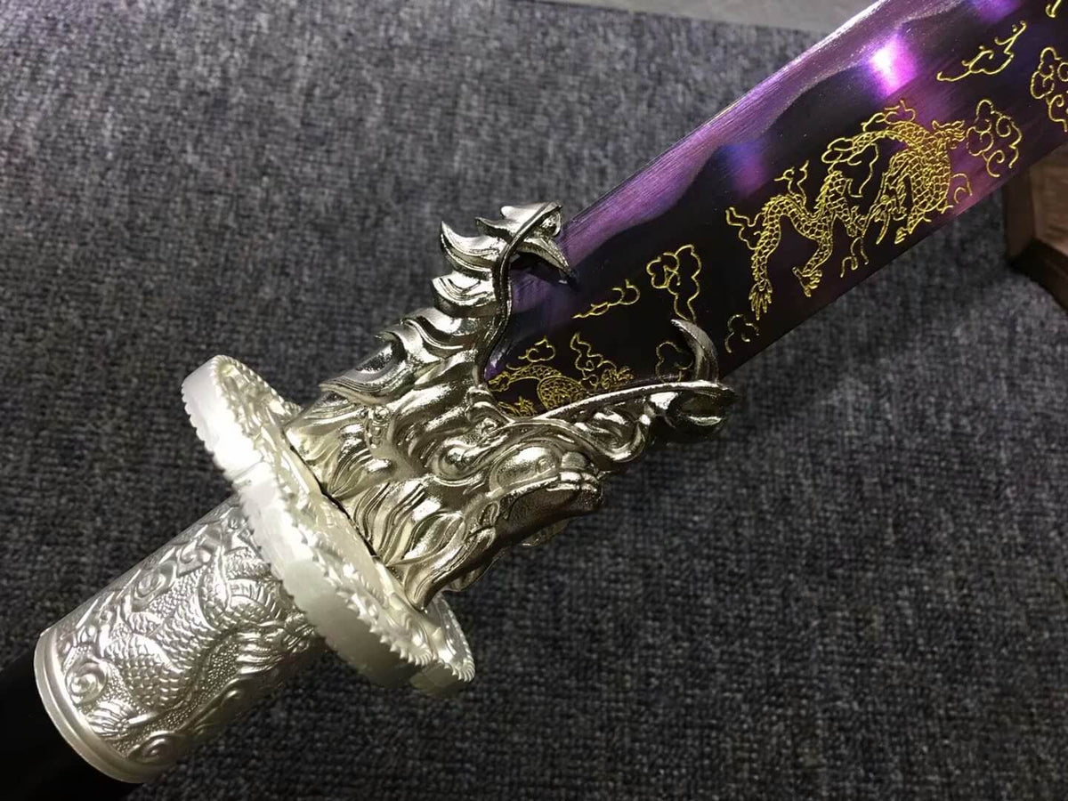 Broadsword,High carbon steel etch blade,Alloy,Leather scabbard - Chinese sword shop