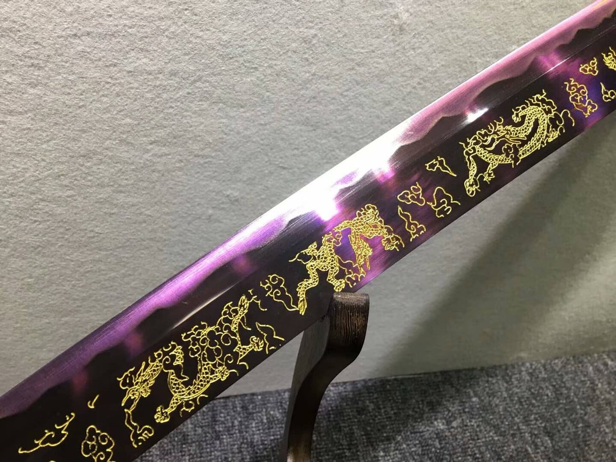 Broadsword,High carbon steel etch blade,Alloy,Leather scabbard - Chinese sword shop