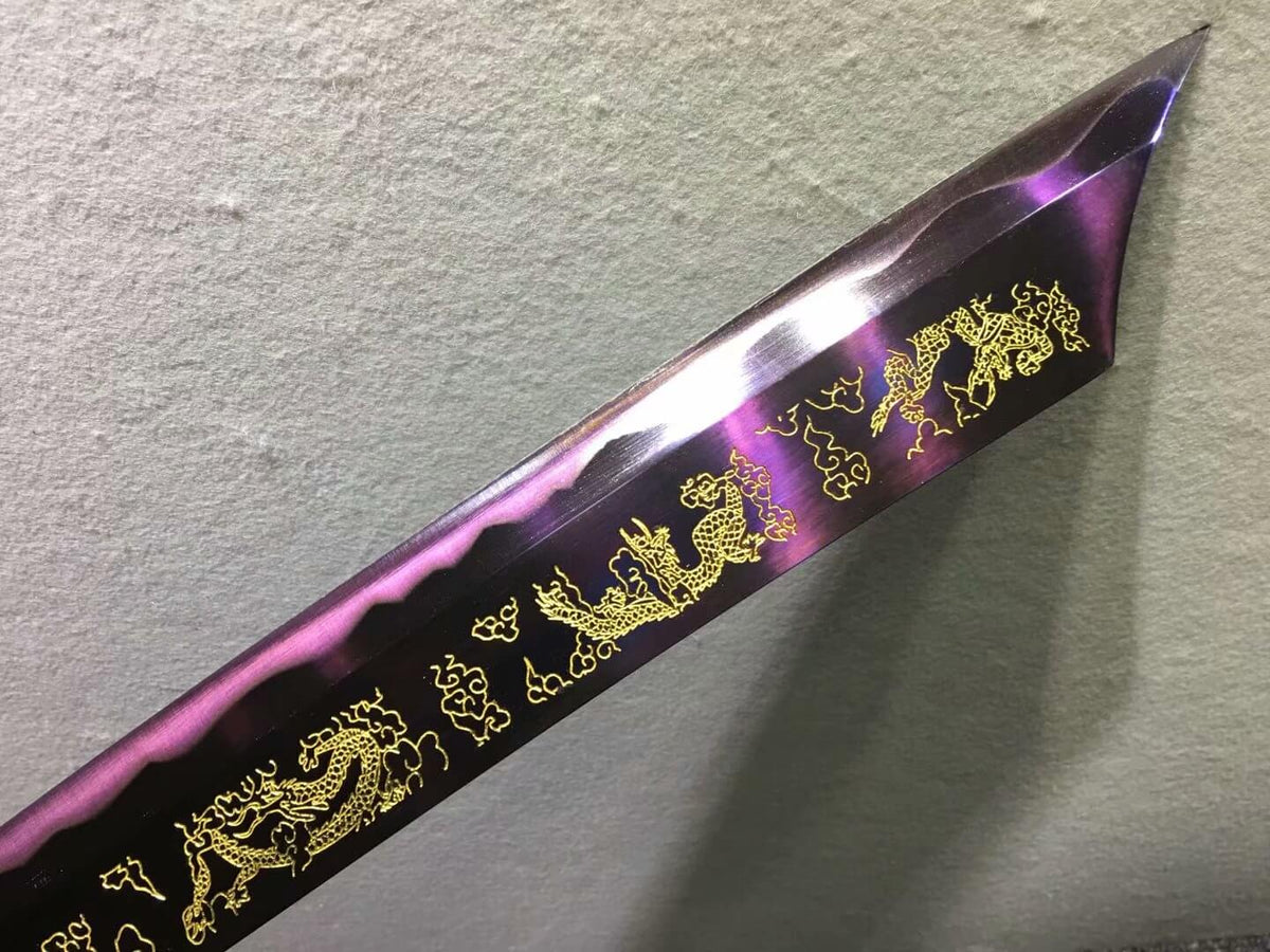 Broadsword,High carbon steel etch blade,Alloy,Leather scabbard - Chinese sword shop