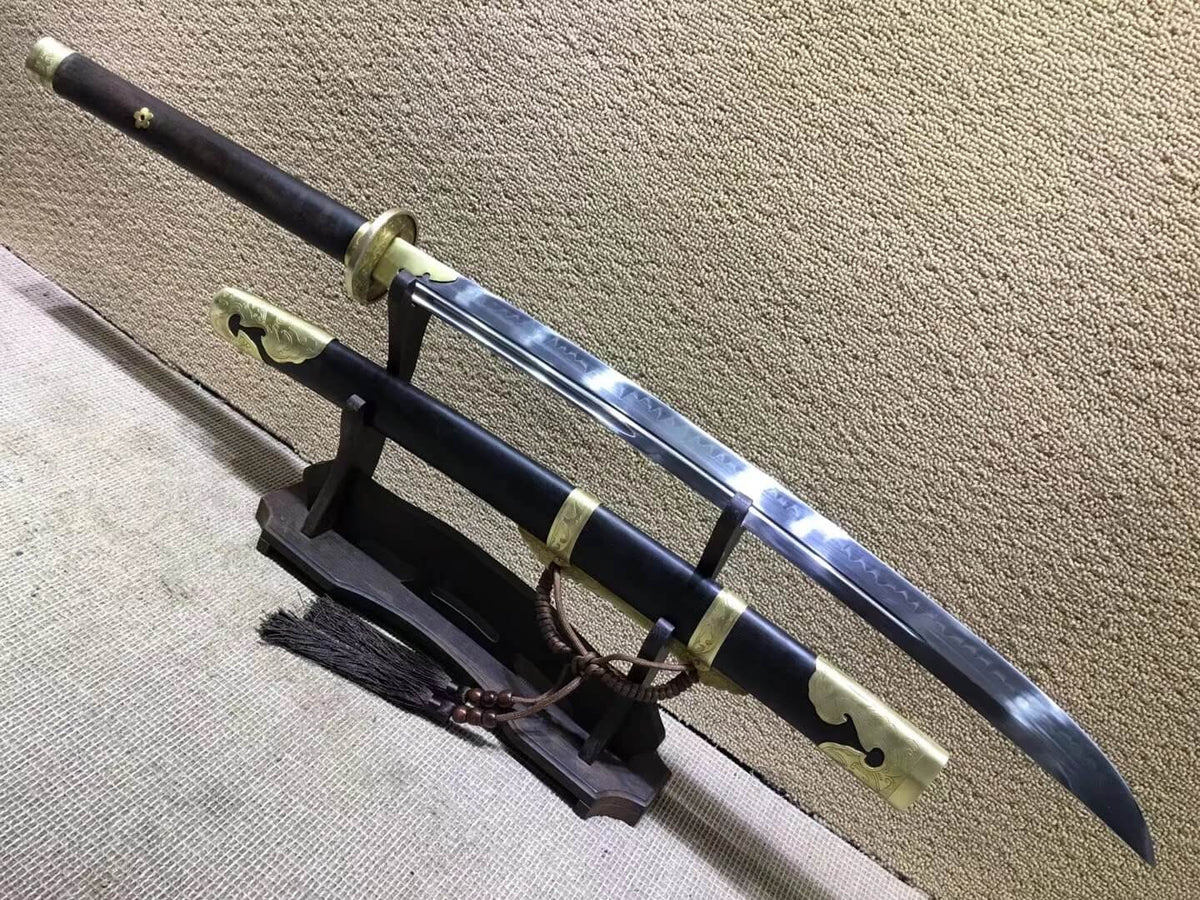 Sabers sword,High carbon steel burn blade,Brass fittings,Black scabbard - Chinese sword shop