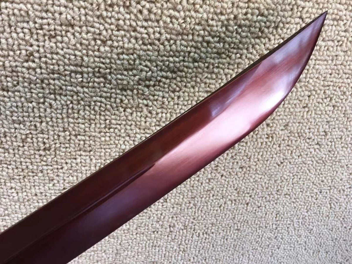 Horse chopping sword,High carbon steel red blade,Leather scabbard - Chinese sword shop