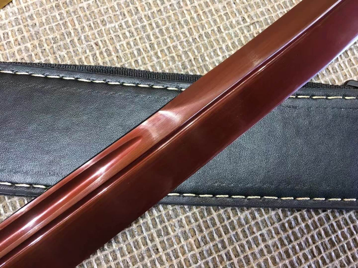 Horse chopping sword,High carbon steel red blade,Leather scabbard - Chinese sword shop