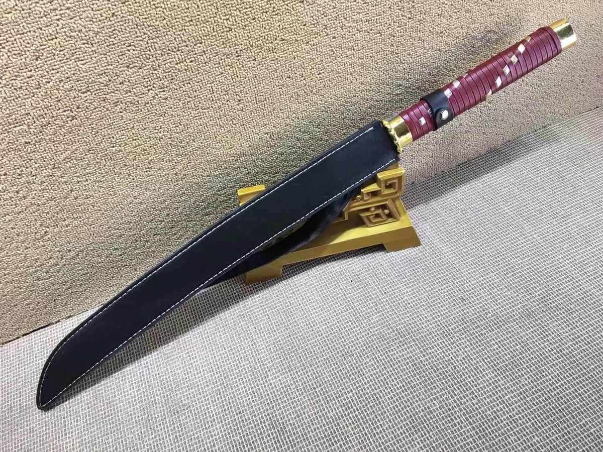 Horse chopping sword,High carbon steel red blade,Leather scabbard - Chinese sword shop