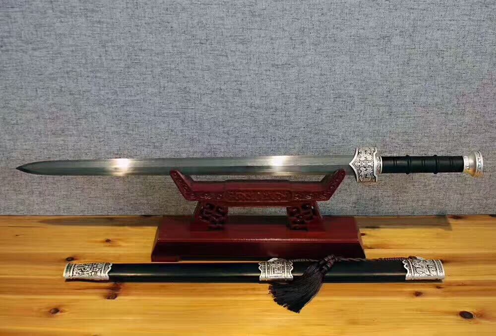 Zhaoyun sword(Damascus Steel blade,Black wood scabbard,Alloy)Length 36" - Chinese sword shop