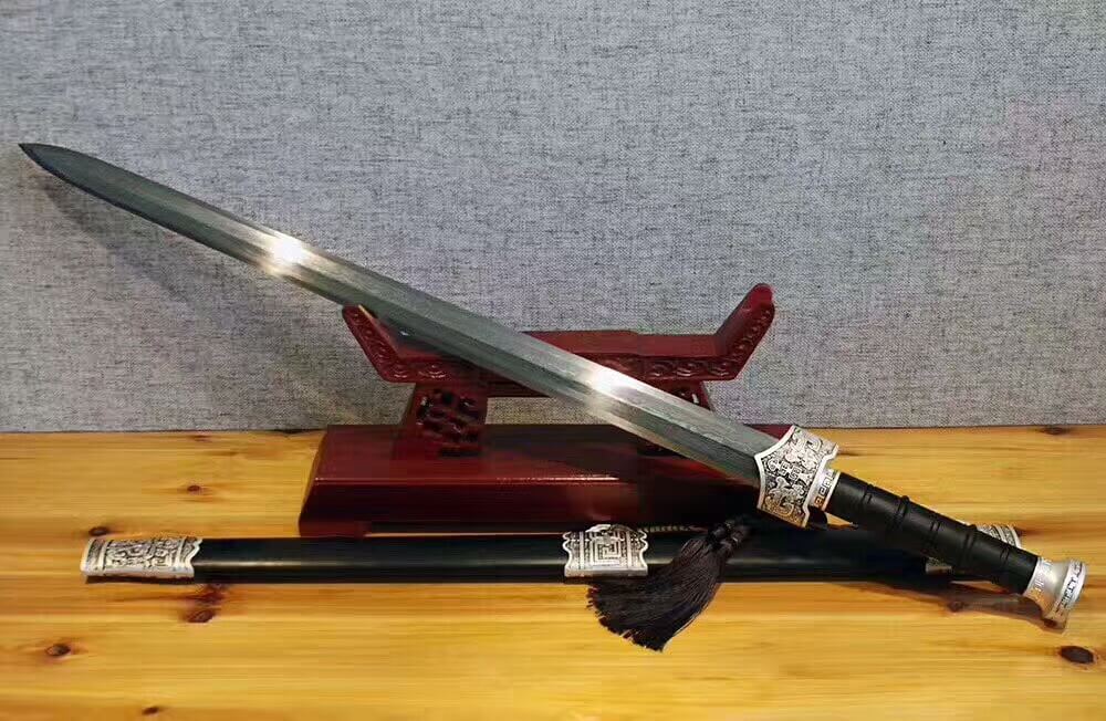 Zhaoyun sword(Damascus Steel blade,Black wood scabbard,Alloy)Length 36" - Chinese sword shop
