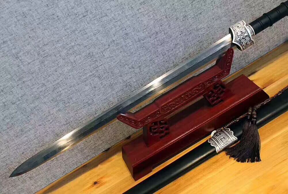 Zhaoyun sword(Damascus Steel blade,Black wood scabbard,Alloy)Length 36" - Chinese sword shop