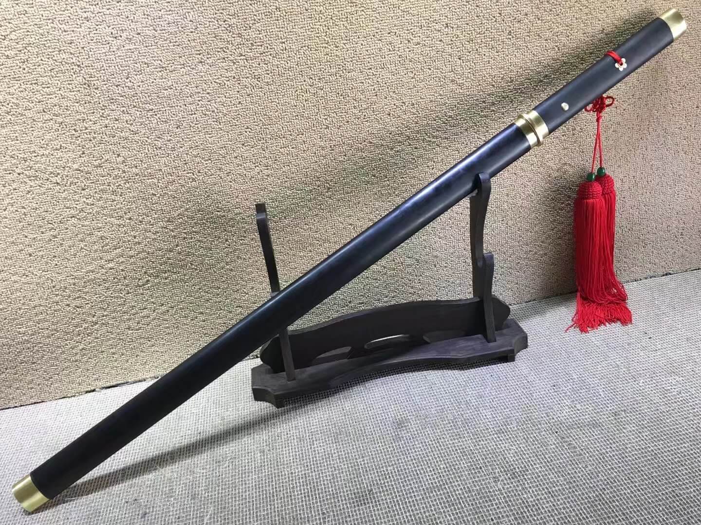 Tang jian,High carbon steel burn blade,Black scabbard,Full tang,Length 40 inch - Chinese sword shop