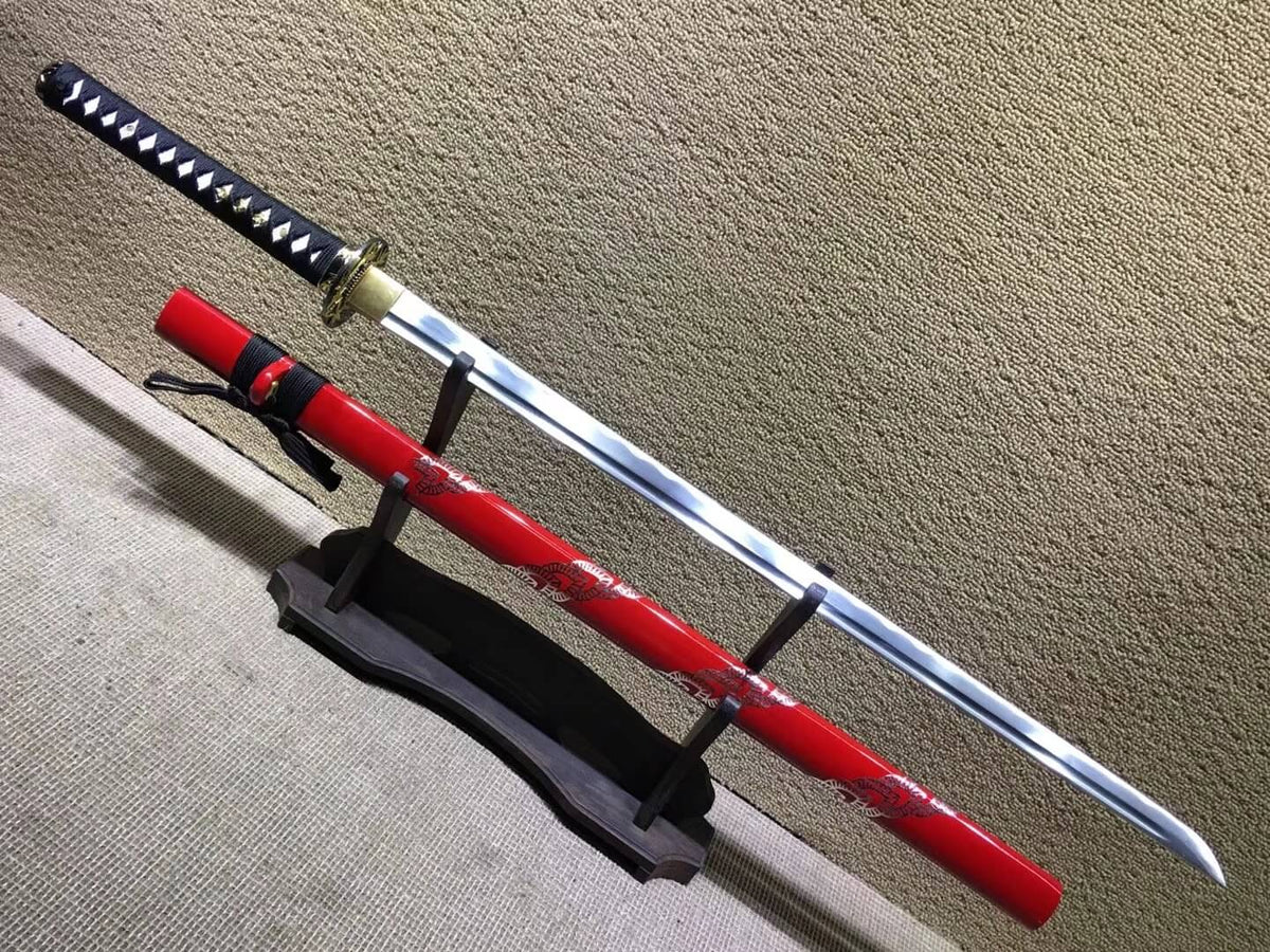Ninja Sword(Medium carbon steel bade,Red scabbard,Alloy fitteds)Length 40" - Chinese sword shop