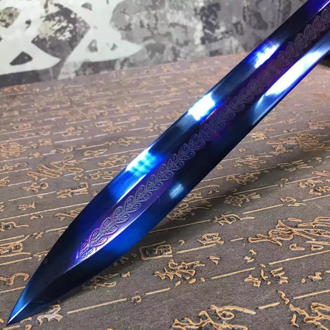 Supreme sword,High manganese steel blue blade,Black scabbard,Alloy fittings - Chinese sword shop