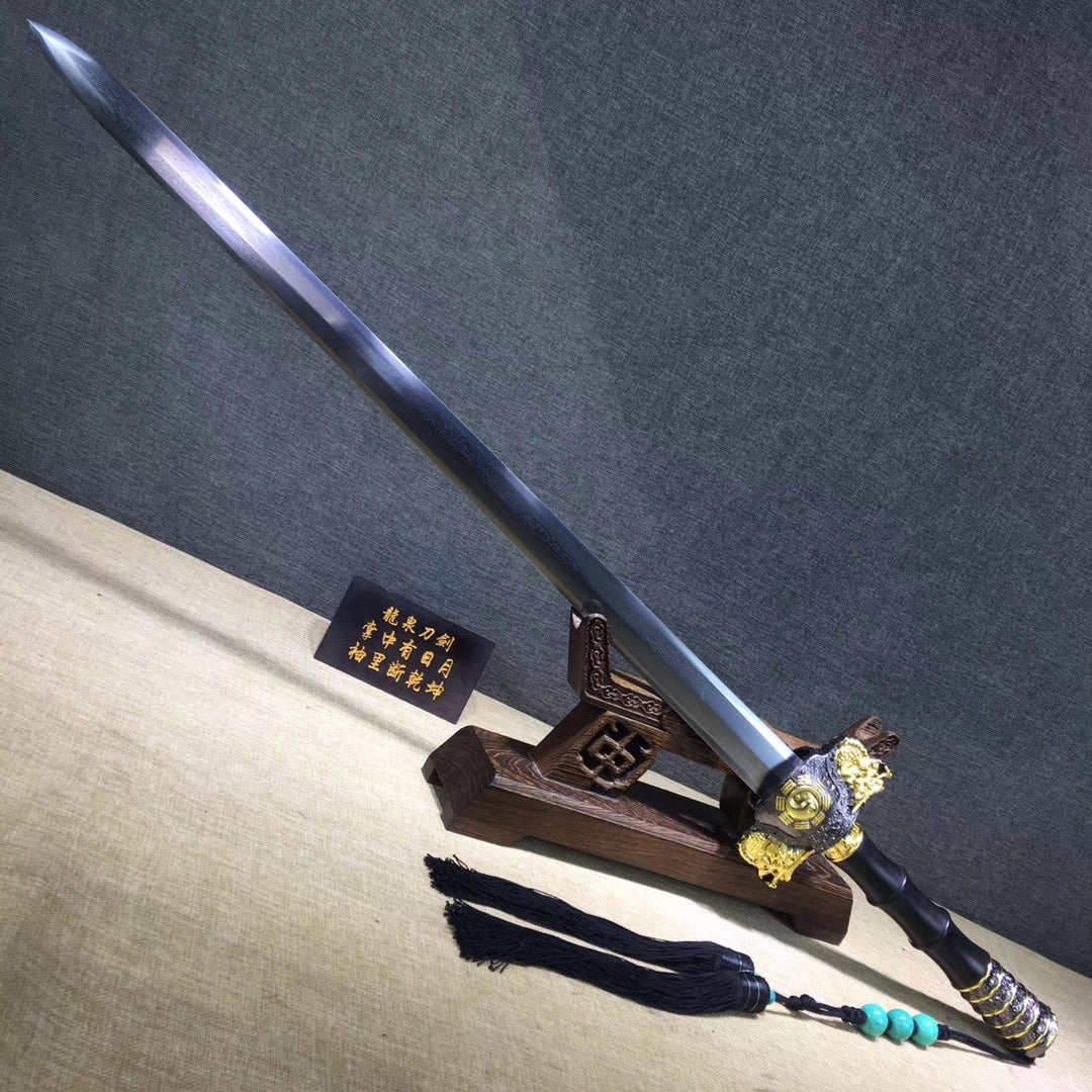 Bagua jian sword,Handmade Damascus steel blade,Black wood,Alloy - Chinese sword shop