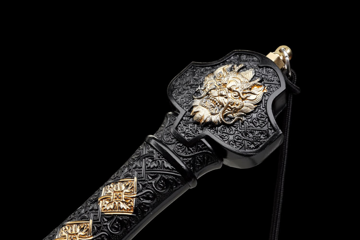Hanwu Emperor Jian – Hand Forged Folded Pattern Steel Chinese Han Sword with Eight-Facet Blade and Black-Gold Fittings