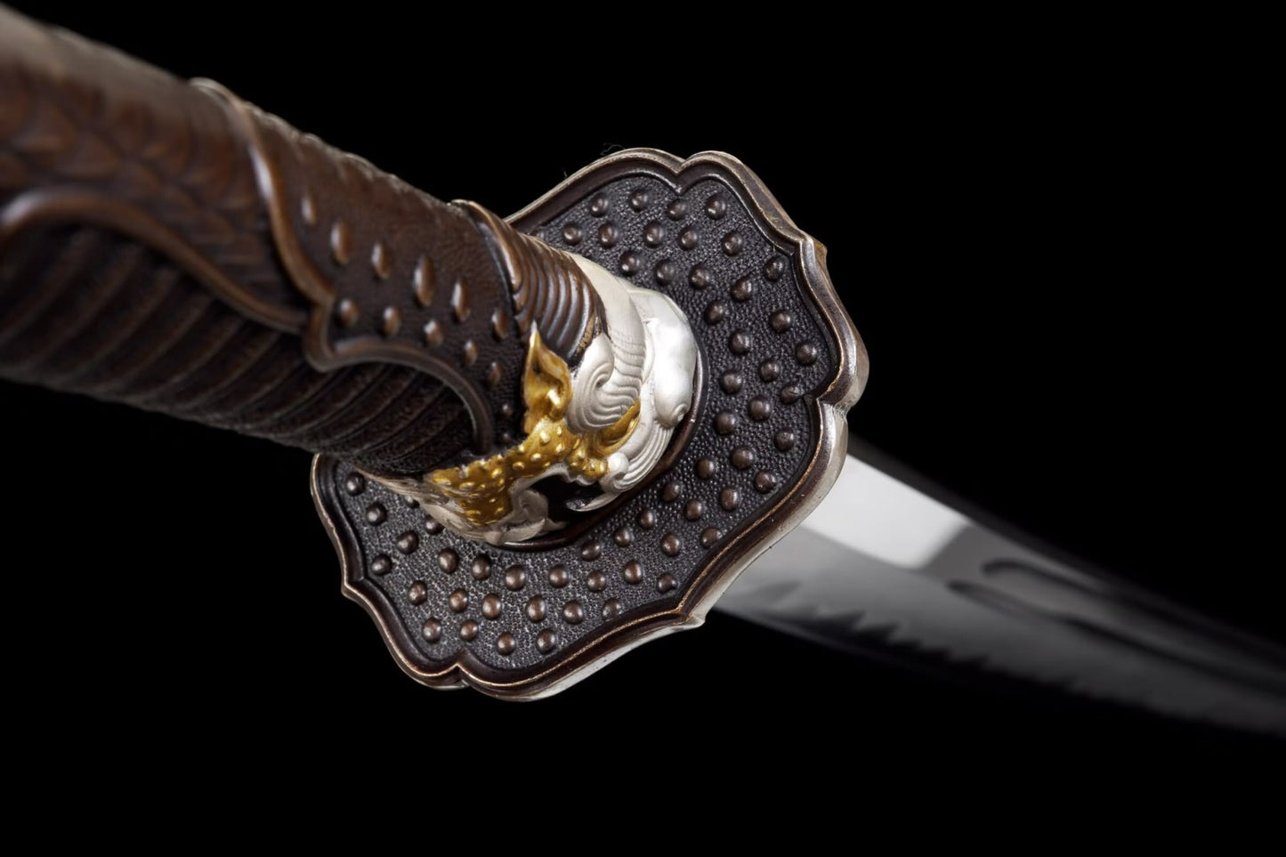 Red Dragon Qing Dao | Hand-Forged Multi-Layer Composite Steel Chinese Saber with Brass Fittings & Camphor Wood Scabbard