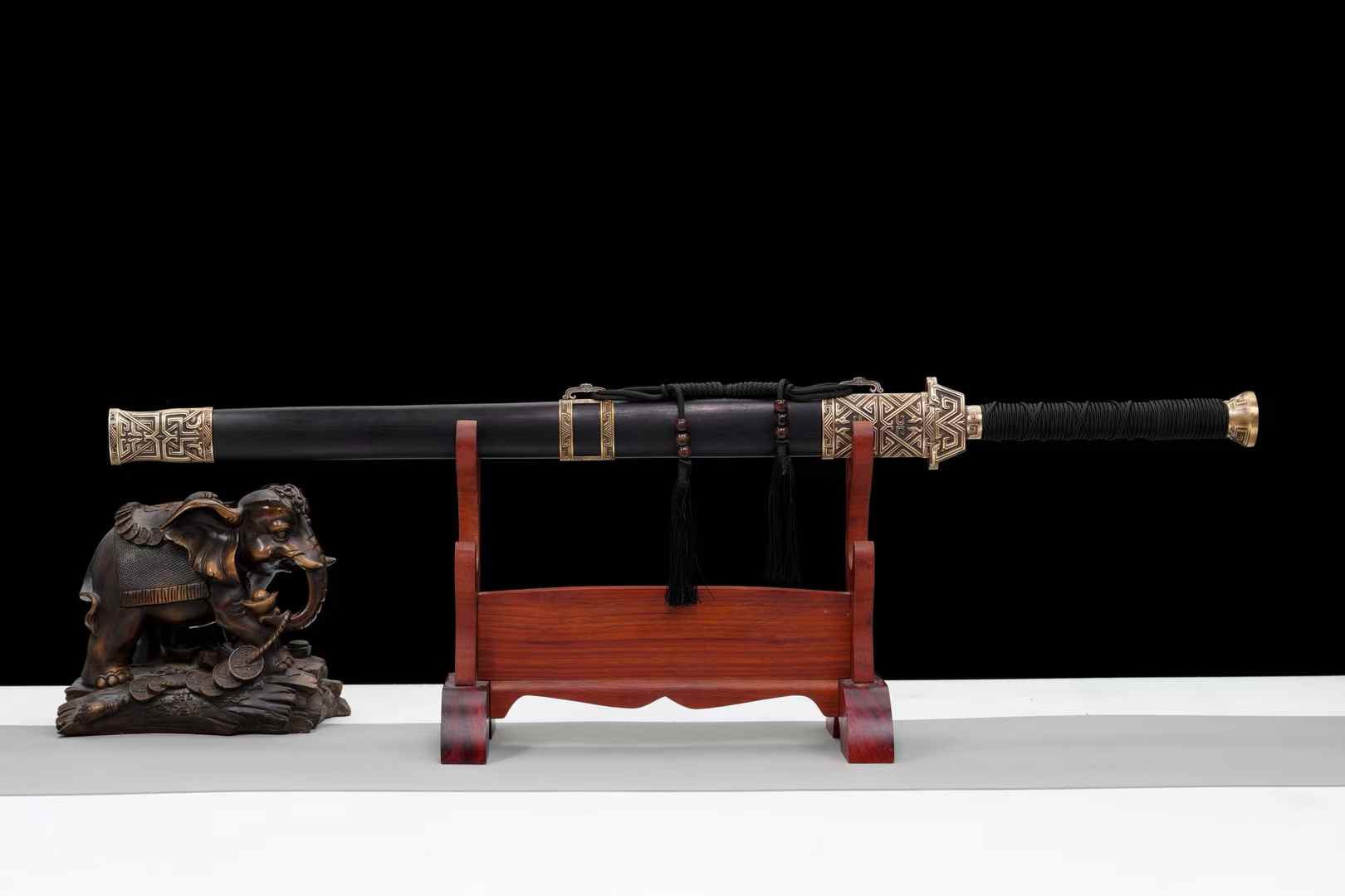 New Yue King Jian – Twisted Pattern Steel Chinese Sword with Copper Fittings