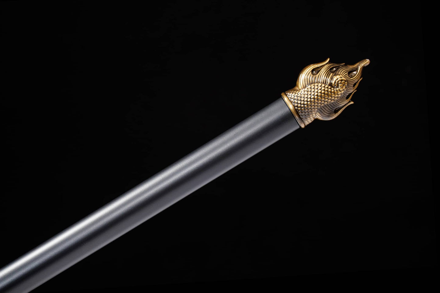 Flame Spear | Hand-Forged High Manganese Steel Chinese Polearm with Dragon Relief Fittings for Wushu & Display